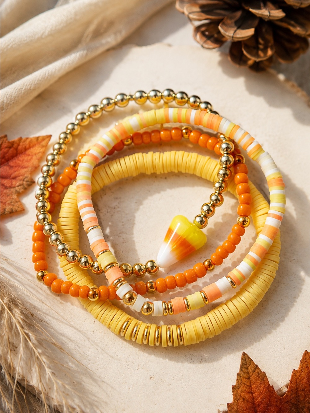 14kt Gold Filled Candy Corn Bracelet Stack